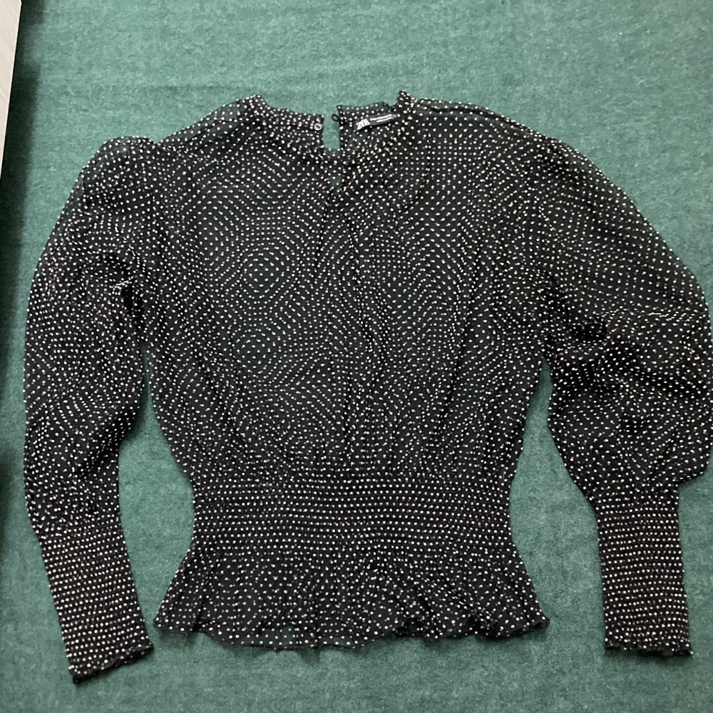 Zara Black and White Dotted Blouse